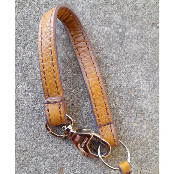 Fossil Brown Leather Beaded Unique Purse Charm Key Chain Purse Accessory 12in - Picture 4 of 5